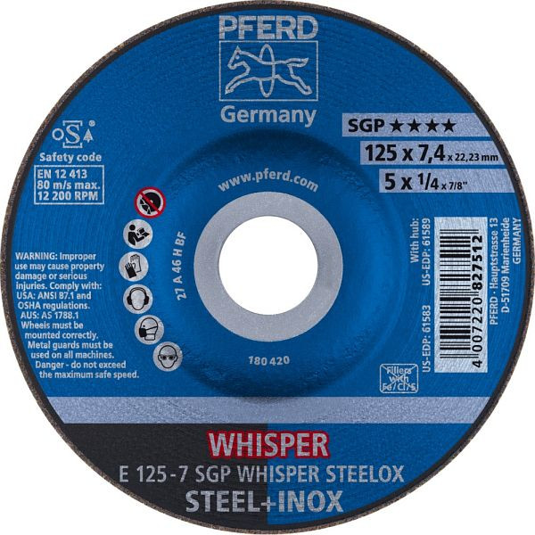 Pferd Schruppscheibe E 125-7 SGP WHISPER STEELOX, VE: 10 Stück, 62212848