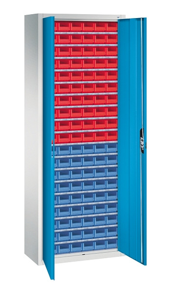 C+P Magazinschrank Serie 13, H1980xB700xT300mm, 7035/5012, Einlegeböden 18, 133113-23 S10132