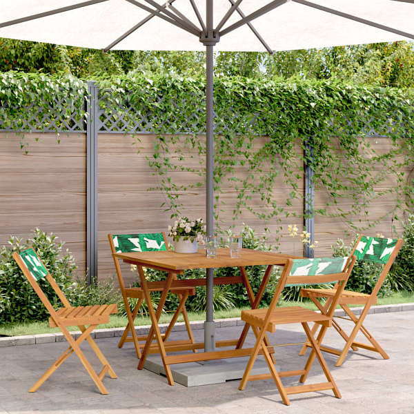 vidaXL 5-tlg. Garten-Essgruppe Stoff und Massivholz Blattmuster, 3281788