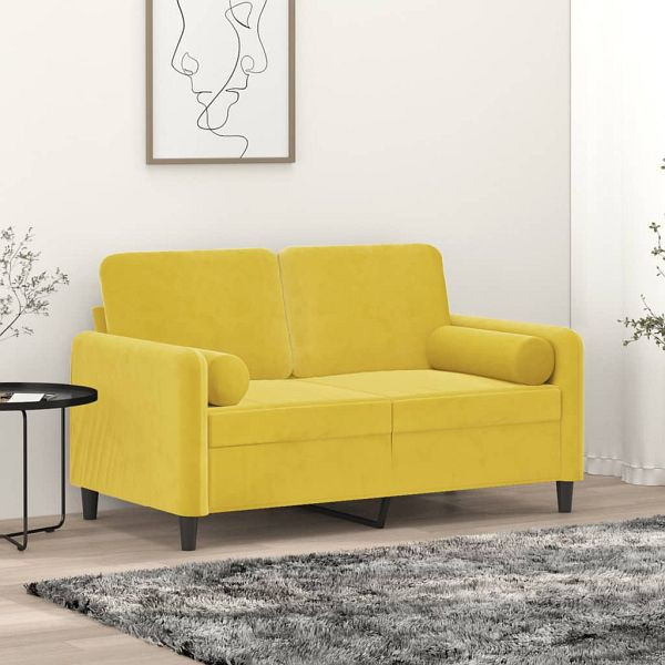 vidaXL 2-Sitzer-Sofa mit Zierkissen Gelb 120 cm Samt, 3200877