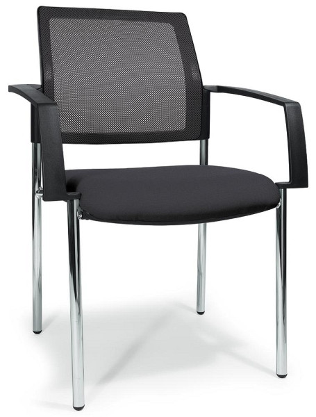 Deskin Besucherstuhl VALERA 4 mit Armlehnen, Anthrazit, 630 x 630 x 940 mm, Gestell: Verchromt, Rücken mit Netz, Sitz mit Polster, VE: 2 Stück, 270523