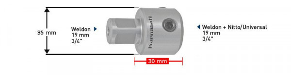 Karnasch Adapter / Verlängerung Weldon 19mm, VE: 3 Stück, 201432