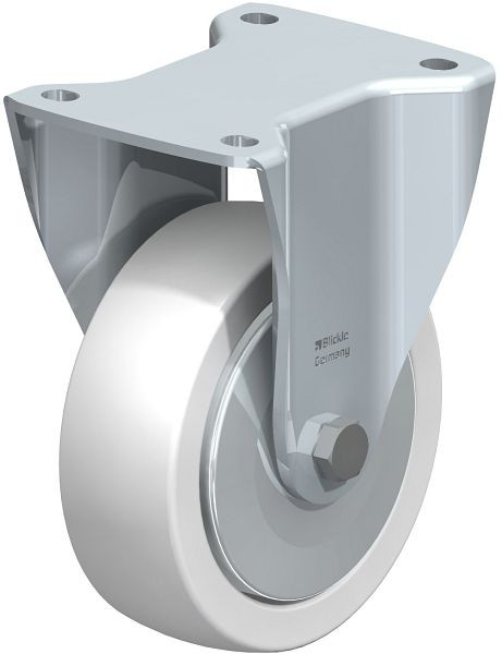 Blickle BH-SPO 150K-FA Stahlblech-Bockrolle, Schwerlast-Ausführung, mit Anschraubplatte, Polyamid, Weiß, 22228