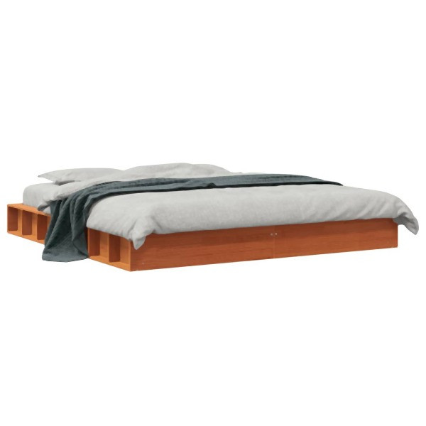 vidaXL Massivholzbett Wachsbraun 180x200 cm Kiefer, 3211841