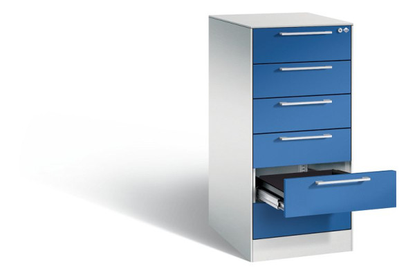 C+P Karteischrank Asisto, H1010xB440xT600mm, Farbe: Lichtgrau / Enzianblau, Bügelgriff, 146245-622 S10006
