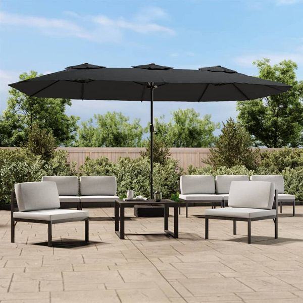 vidaXL Doppelsonnenschirm Anthrazit 449x245 cm, Material: Stoff (100% Polyester), pulverbeschichtetes Eisen, 362947