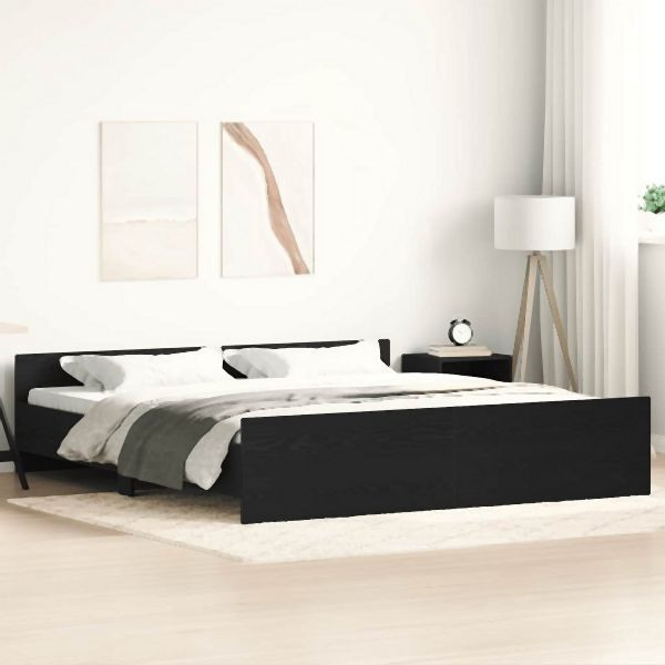 vidaXL Bettgestell ohne Matratze Schwarz Eichen-Optik 200x200 cm, 3329305