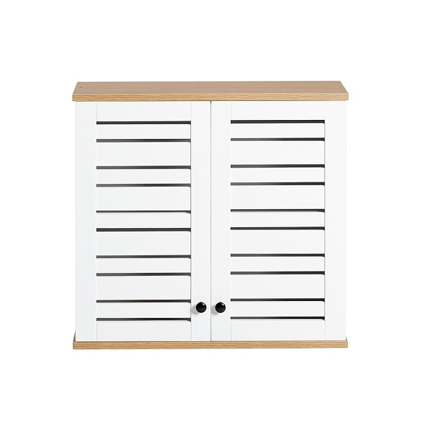 SoBuy Hängeschrank mit 2 Türen Weiß 60x19x56 cm, Rustikal, BZR42-W