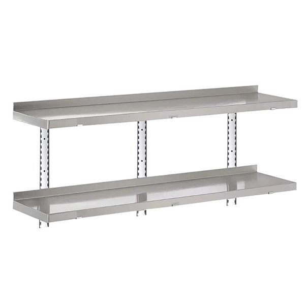 Gastro M Komplettes Regal 2 Ebenen 160x40cm - Komplettes Montageset (ohne Schrauben), HZ760