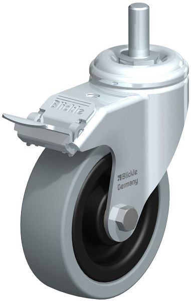 Blickle LKRA-VPA 101K-FI-GS12 Apparate-Lenkrolle mit Gewindestift & Feststeller, Vollgummi, Grau, 302554