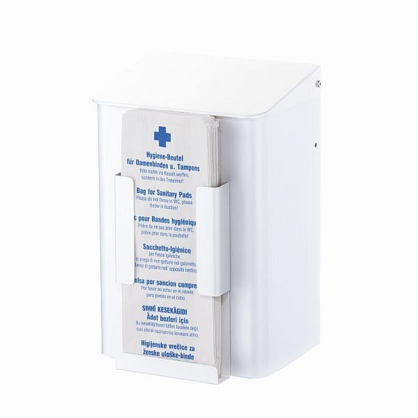 Air Wolf Hygieneabfallbehälter mit Beutelspender, Serie Omikron II, H x B x T: 325 x 212 x 184 mm, Aluminium weiß, 35-774