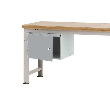 Manuflex Gehäuse-Unterbau PROFI, Nutzhöhe 300 mm mit 1 Tür links angeschlagen und Einlegeboden, für Werkbanktiefe 700 mm, Alusilber, ZB4731.9006