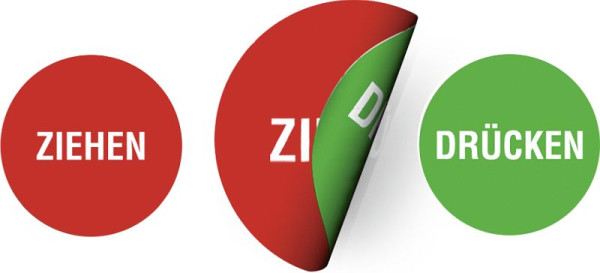 Moedel Piktogramm Ziehen/Drücken, Folie, doppelseitig, Ø 100 mm, 52331