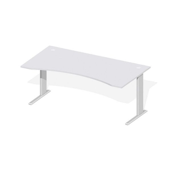 Deskin Schreibtisch Basic M MULTI M, Dekor lichtgrau, Gestell Alusilber, B 1800 x T 950/800/950 x H 740 mm, 220222