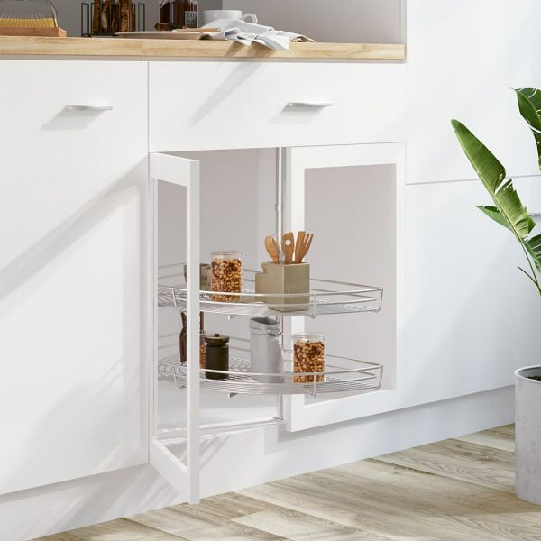 vidaXL 2-stufiger Küchen-Drahtkorb Silbern 180 Grad 75x38x80 cm, 50972