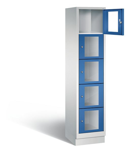 C+P Schließfachschrank Classic, H1800xB420xT500mm, Farbe: Lichtgrau / Enzianblau, 8020A125 S10002
