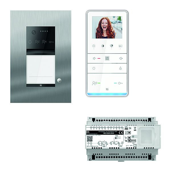 TCS Türkontrollsystem video: pack PRO 1WE Außenstation AVU 1T UP 1x Freisprecher IVW6511 Steuergerät, PVUF011/001