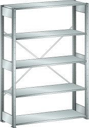 LISTA Grundregal L1006 (BxTxH) 1300x400x2000mm 220kg, 2 Regalstützenpaare inklusive 6 Tiefenstreben, Farbe: Lichtgrau, 50.242.020