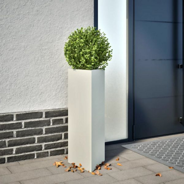 vidaXL Pflanzkübel 2 Stk. Weiß Dreieckig 30x26x75 cm Stahl, 851146