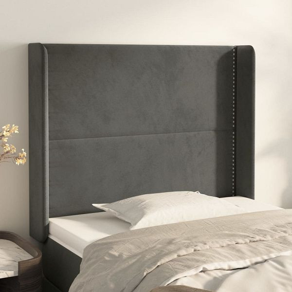 vidaXL Kopfteil mit Ohren Dunkelgrau 83x16x118/128 cm Samt, 3119471