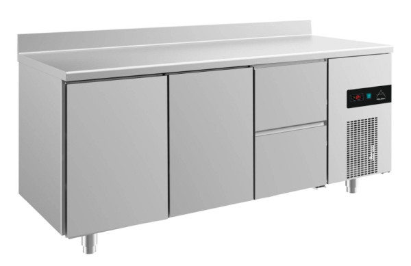 A&S Polarny Kühltisch -2 bis +8°C mit 2x Türen und 1x zwei Schubladen rechts, 1865 x 700 x 850 mm, mit Aufkantung, KT3TTZA