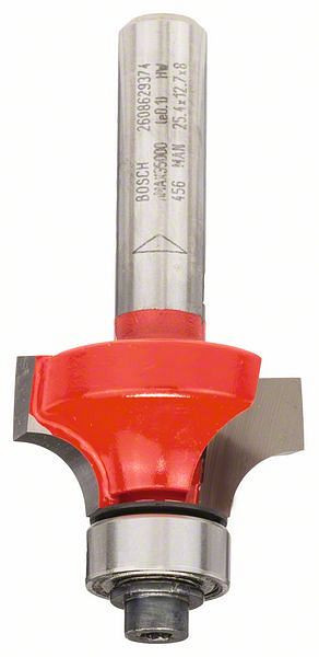 Bosch Abrundfräser Expert for Wood, 8 mm, D 25,4 mm, R1 6,4 mm, L 12,7 mm, G 55,2 mm, 2608629374