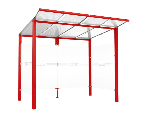 Procity Wartehalle Modulo - Mit Seitenverkleidungen, Farbe RAL 3020, Maße: Breite 2500 x Höhe 2250 x Tiefe 2000 mm, 529670.3020