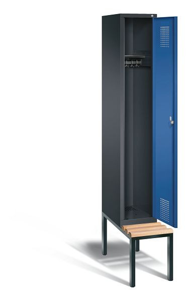 C+P Garderobenschrank Evolo, H2090xB320xT815mm, Farbe: Schwarzgrau / Enzianblau, 48050-10 S10049