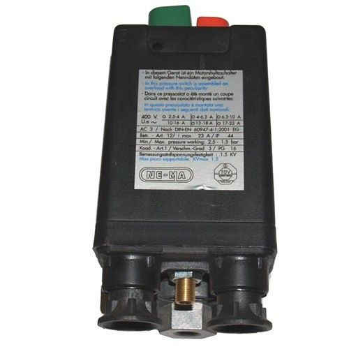 AEROTEC Druckschalter - 400 V - 10 bar - 4-6,3 A - 3/8 Zoll IG - 3 Abgänge 1/4 Zoll IG, 9063147-PS
