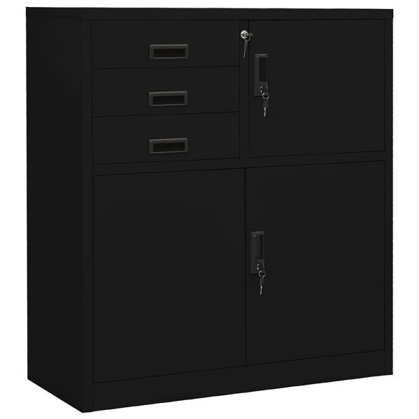 vidaXL Büroschrank Schwarz 90x40x102 cm Stahl, Material: Stahl, 336407