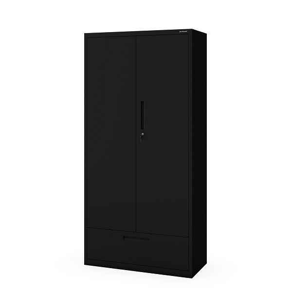 Jan Nowak Modularer multifunktionaler Metallschrank mit Schublade MEGAN 1850 x 900 x 400 mm, Schwarz, 2325