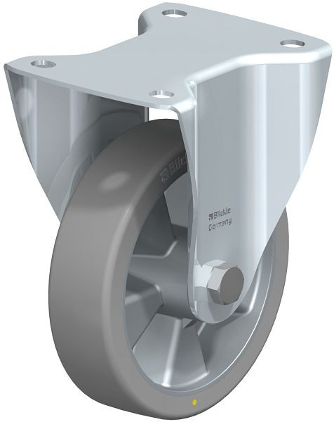 Blickle B-ALTH 151K-AS Stahlblech-Bockrolle, mittelschwere Ausführung, mit Anschraubplatte, Blickle Extrathane®, Grau, 852481