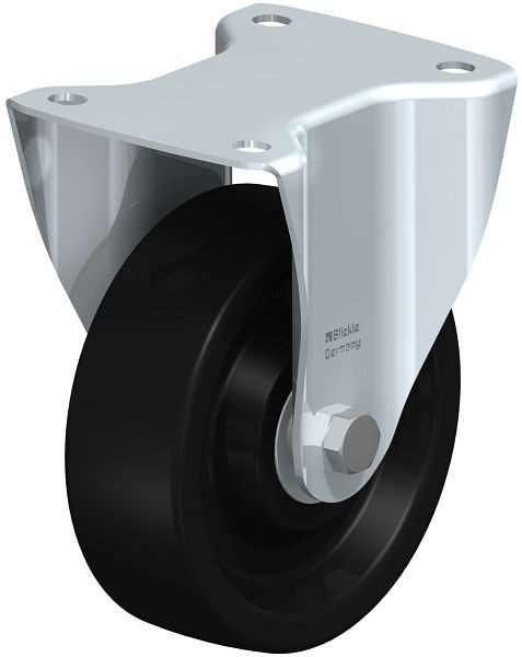 Blickle B-PHN 150HK Hitzebeständige Stahlblech-Bockrolle mit Anschraubplatte, Phenolharz, Schwarz, 755763