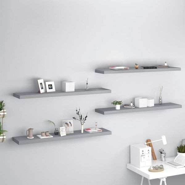 vidaXL Schwebende Wandregale 4 Stück Grau 120x23,5x3,8 cm MDF, 323864