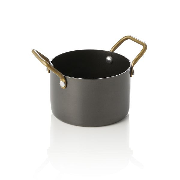 WAS Serviertopf STEEL & STYLE, mit 2 Messinggriffen, 310 ml, Ø 9 cm, schwarz, Messing, PVD, Chromnickelstahl, 2046109