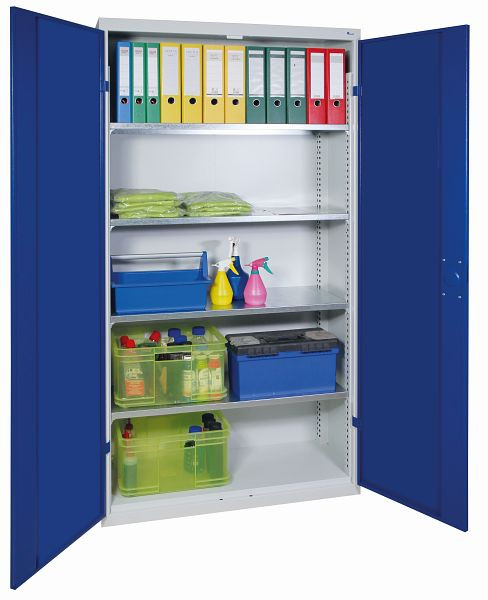 stumpf Universal-Stahlschrank mit 4 Fachböden, RAL 7035/5010, 1950x1000x400 mm (HxBxT), 7599774