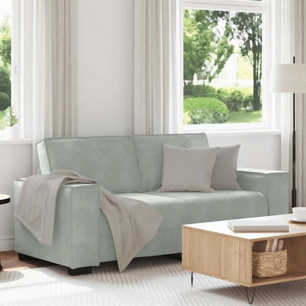 vidaXL 2-Sitzer-Sofa Hellgrau 140 cm Abmessung Samt, 4105020