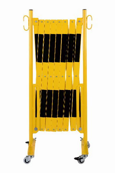 CRASH STOP Scherengitter gelb-schwarz 4,0m mit beidseitigem Rollenfuß, 70-40R