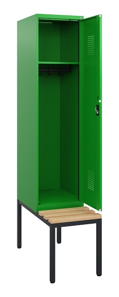 C+P Spind Evolo PLUS, 1 Abteil, 1950x400x815mm, 6037/6037, Zylinderschloss, Sitzfläche Holz, Sitzbank, 0490505-12 S10053