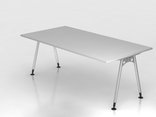 Hammerbacher Schreibtisch A-Fuß 200x100cm Grau, Rechteckform, VAS2E/5/S
