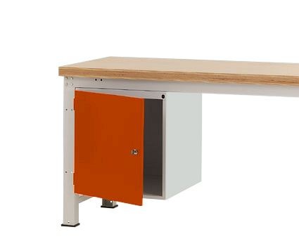 Manuflex Gehäuse-Unterbau PROFI, Nutzhöhe 500 mm mit 1 Tür rechts angeschlagen und Einlegeboden, für Werkbanktiefe 700 mm, Rotorange, ZB4982.2001