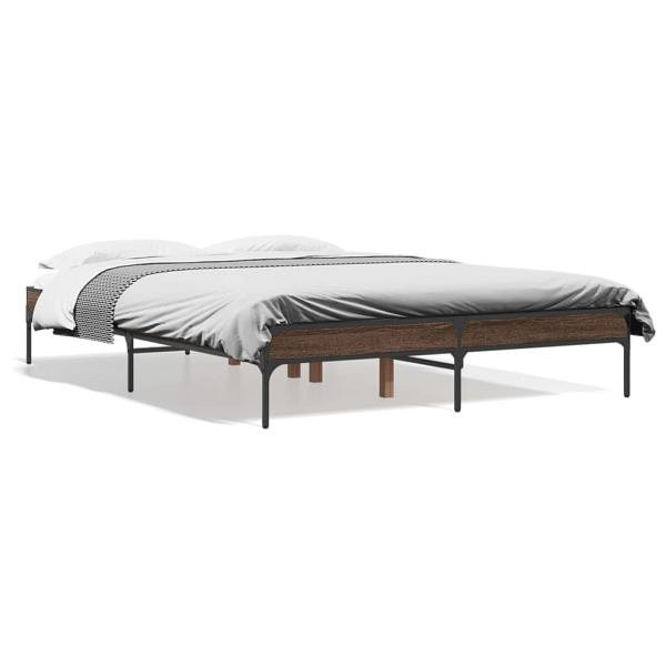 vidaXL Bettgestell Braun Eichen-Optik 120x200 cm Holzwerkstoff Metall, 845025