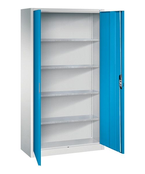 C+P Magazinschrank Serie 13, H1980xB1000xT420mm, 7035/5012, Einlegeböden 4, 133144-20 S10297