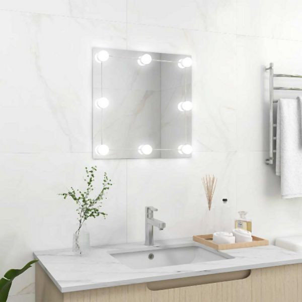 vidaXL Wandspiegel mit LED-Beleuchtung Quadratisch Glas, 3078636