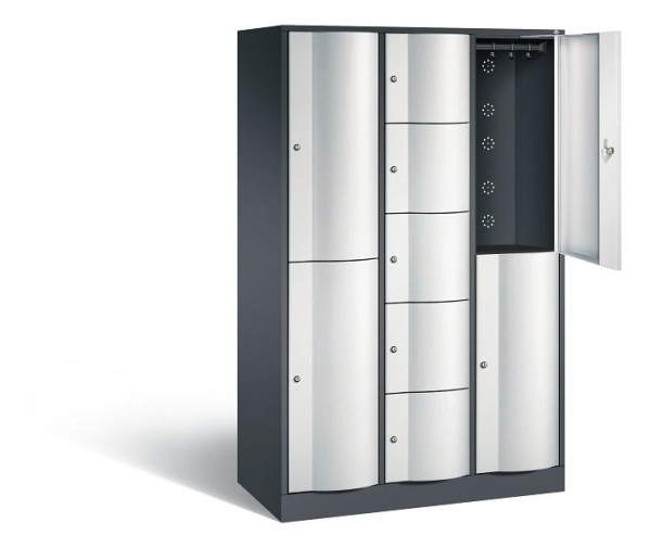 C+P Kombi-Schließfachschrank Resisto, H1950xB1148xT540mm, Farbe: Schwarzgrau / Lichtgrau, 8070-3720 S10025