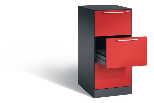 C+P Karteischrank Asisto, H1010xB440xT600mm, Farbe: Schwarzgrau / feuerrot, Bügelgriff, 146245-321 S10019