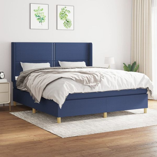vidaXL Boxspringbett mit Matratze Blau 180x200 cm Stoff, 3131935