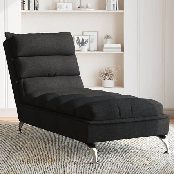 vidaXL Chaiselongue mit Kissen Schwarz Stoff (Polyester), 379470