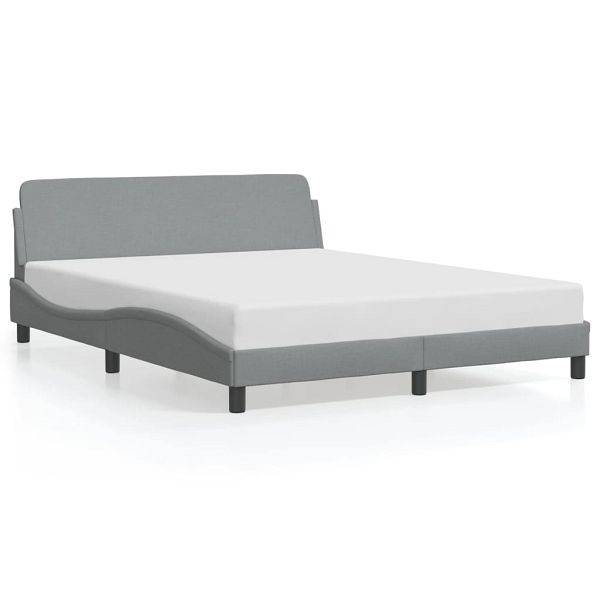 vidaXL Bettgestell mit Kopfteil Hellgrau 160x200 cm Stoff, 373205