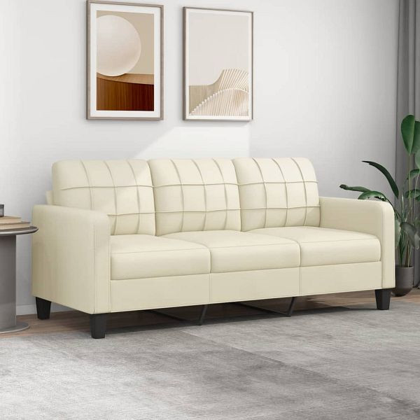 vidaXL 3-Sitzer-Sofa Creme 180 cm Kunstleder, Top-Qualität, 359123